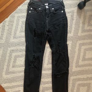 true religion black ripped jeans